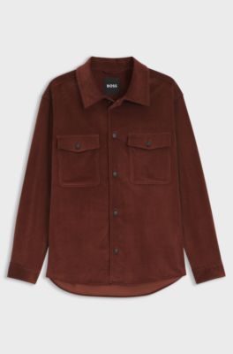 Relaxed-fit blazer in micro-pattern stretch cotton, Brown