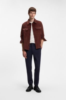 Relaxed-fit blazer in micro-pattern stretch cotton, Brown