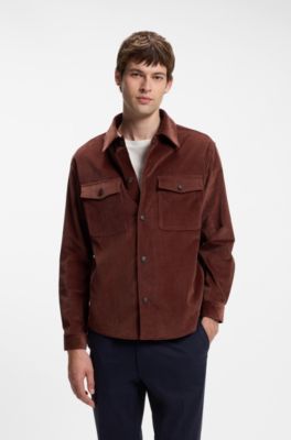 Relaxed-fit blazer in micro-pattern stretch cotton, Brown