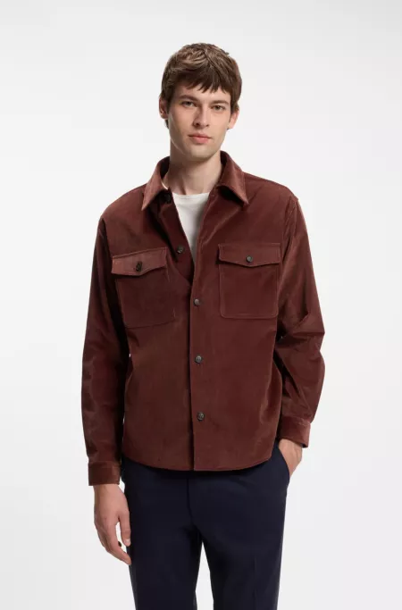 Relaxed-fit blazer in micro-pattern stretch cotton