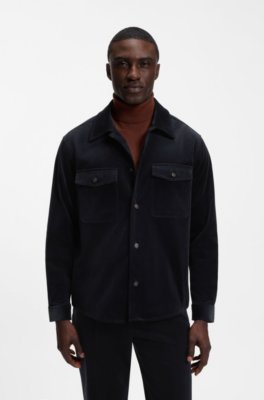 Relaxed-fit blazer in micro-pattern stretch cotton