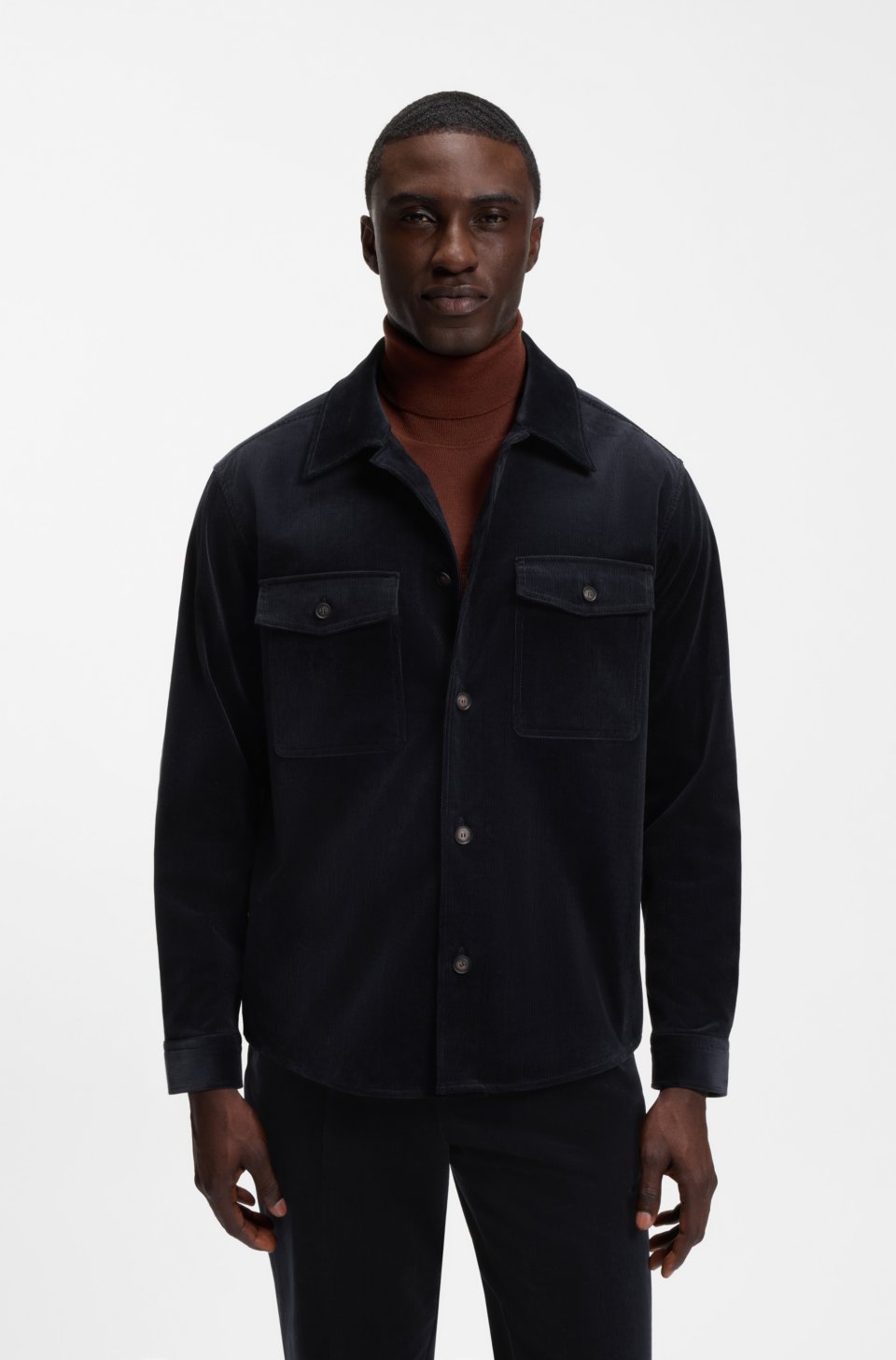 Relaxed-fit blazer in micro-pattern stretch cotton