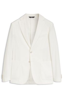 Cotton and cashmere blend slim-fit blazer, Natural