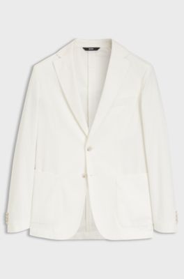 Cotton and cashmere blend slim-fit blazer, Natural