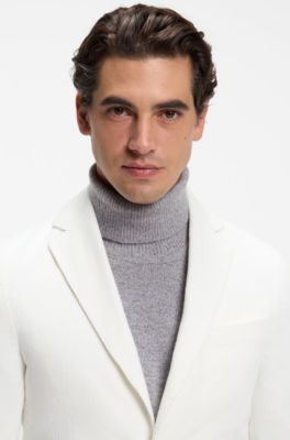 Cotton and cashmere blend slim-fit blazer, Natural