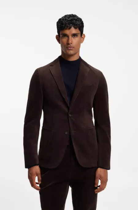 Blazer Slim en mélange de coton et de cachemire