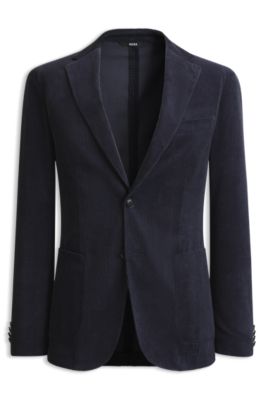 Cotton and cashmere blend slim-fit blazer, Dark Blue