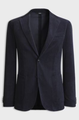 Cotton and cashmere blend slim-fit blazer, Dark Blue