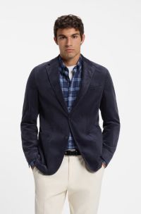 Blazer in velluto a coste misto cotone, Blu scuro