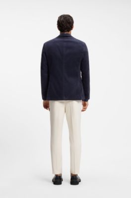 Blazer in velluto a coste misto cotone, Blu scuro