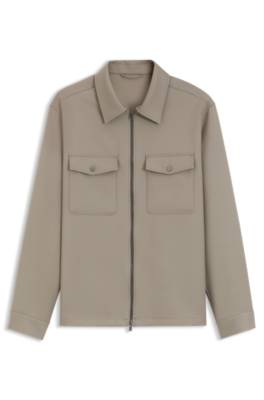 Relaxed-fit overshirt in virgin wool with zip 4