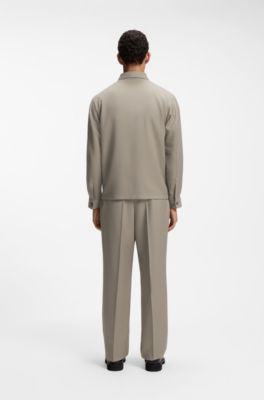 Relaxed-fit blazer in virgin wool with zip, Light Brown
