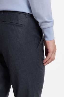 Slim-fit patterned trousers in Italian virgin wool, Dark Blue
