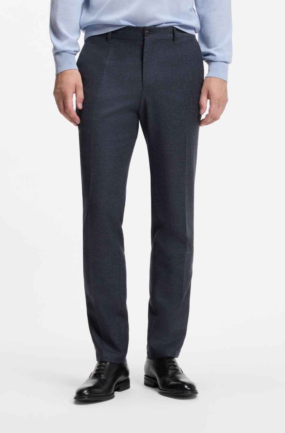 Slim-fit patterned trousers in Italian virgin wool