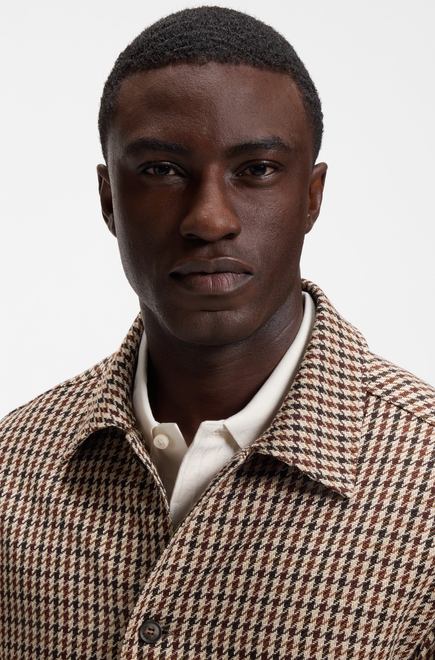 Boss Relaxed-fit wool-blend jacket with Vichy check jackor herr – bild 3