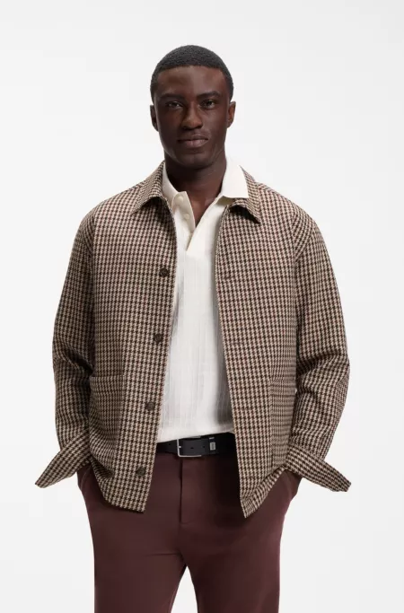 Relaxed-fit wool-blend jacket with Vichy check