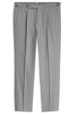 Patterned tapered-fit trousers in Italian cotton, Silver