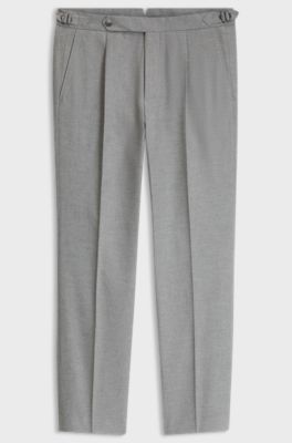 Patterned tapered-fit trousers in Italian cotton, Silver