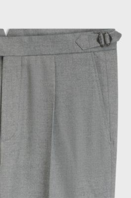 Patterned tapered-fit trousers in Italian cotton, Silver