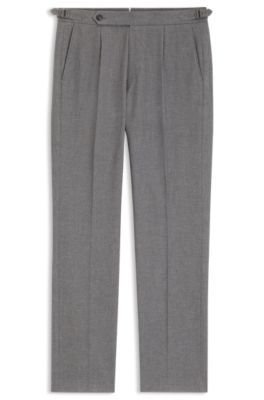 Patterned tapered-fit trousers in Italian cotton, Silver
