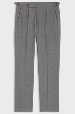 Patterned tapered-fit trousers in Italian cotton, Silver