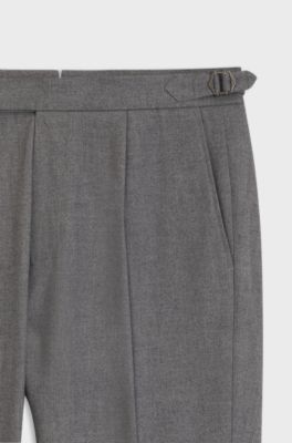Patterned tapered-fit trousers in Italian cotton, Silver