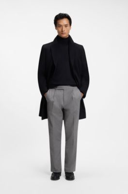 Patterned tapered-fit trousers in Italian cotton, Grey