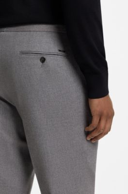 Patterned tapered-fit trousers in Italian cotton, Silver