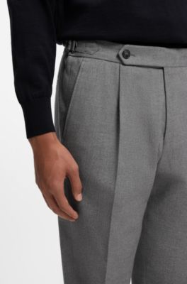 Patterned tapered-fit trousers in Italian cotton, Silver