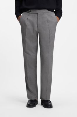 Patterned tapered-fit trousers in Italian cotton, Silver