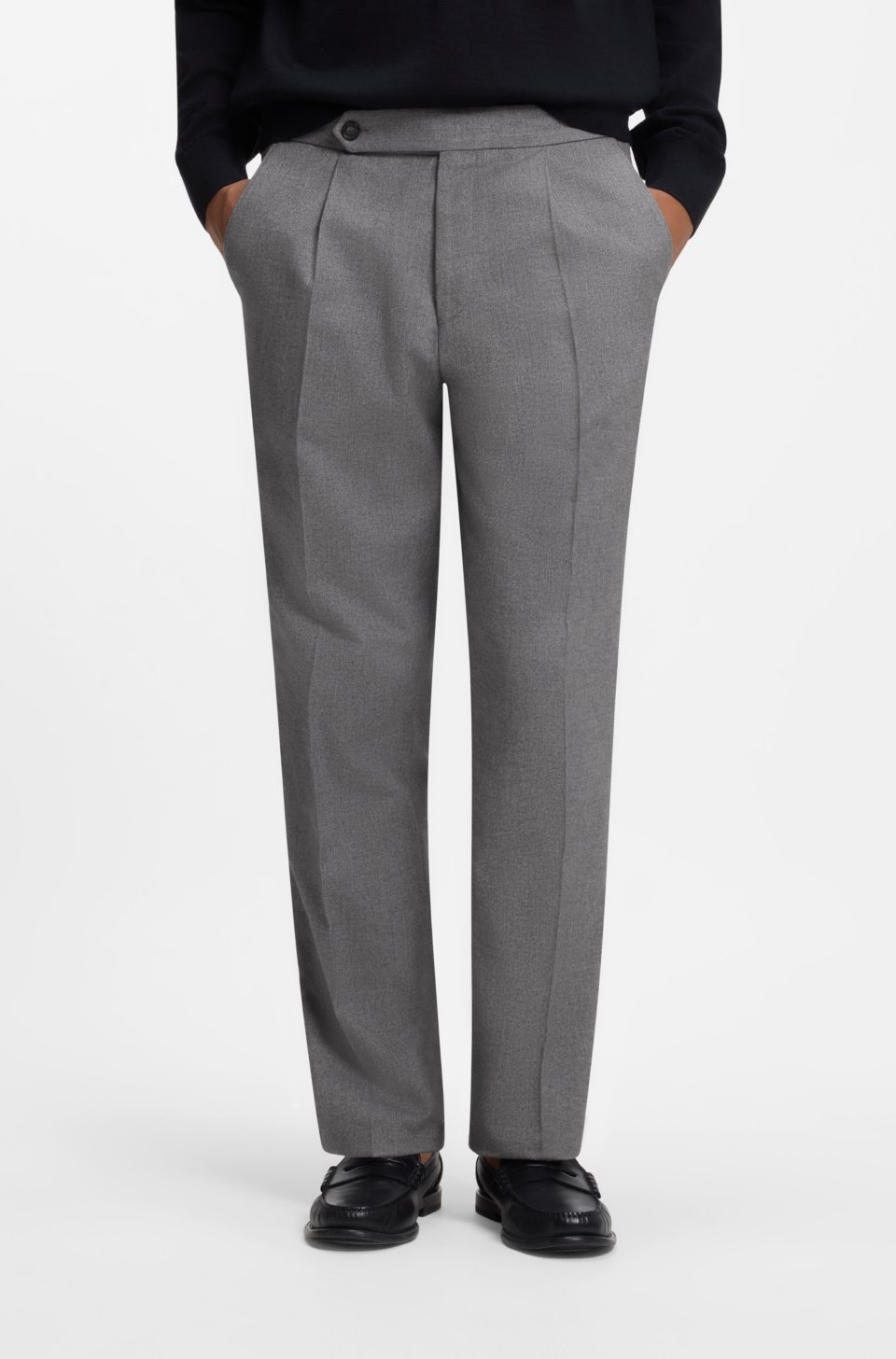 Patterned tapered-fit trousers in Italian cotton