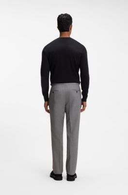 Patterned tapered-fit trousers in Italian cotton, Silver