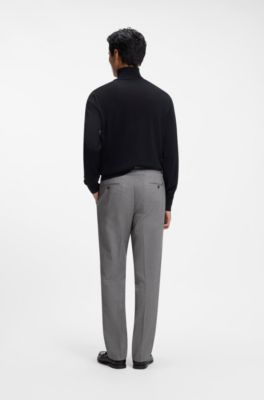 Pantaloni a motivi con fit affusolato in cotone italiano, Argento