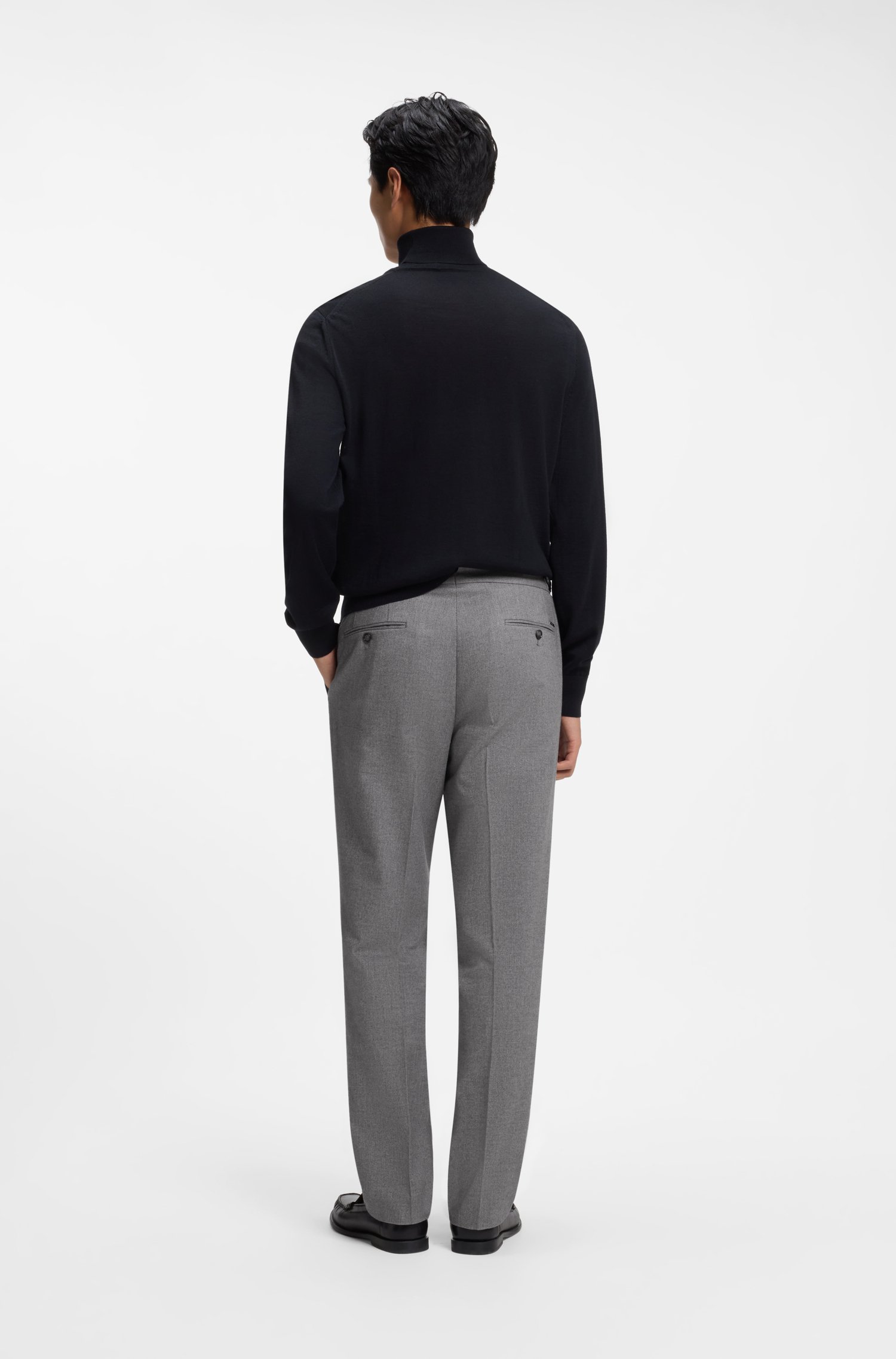 Boss Patterned tapered-fit trousers in Italian cotton byxor herr – bild 2