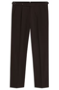 Patterned tapered-fit trousers in Italian cotton, Dark Brown