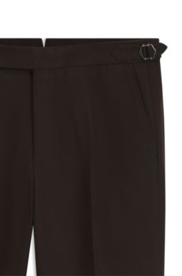 Patterned tapered-fit trousers in Italian cotton, Dark Brown