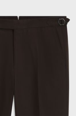 Pantaloni a motivi con fit affusolato in cotone italiano, Marrone scuro