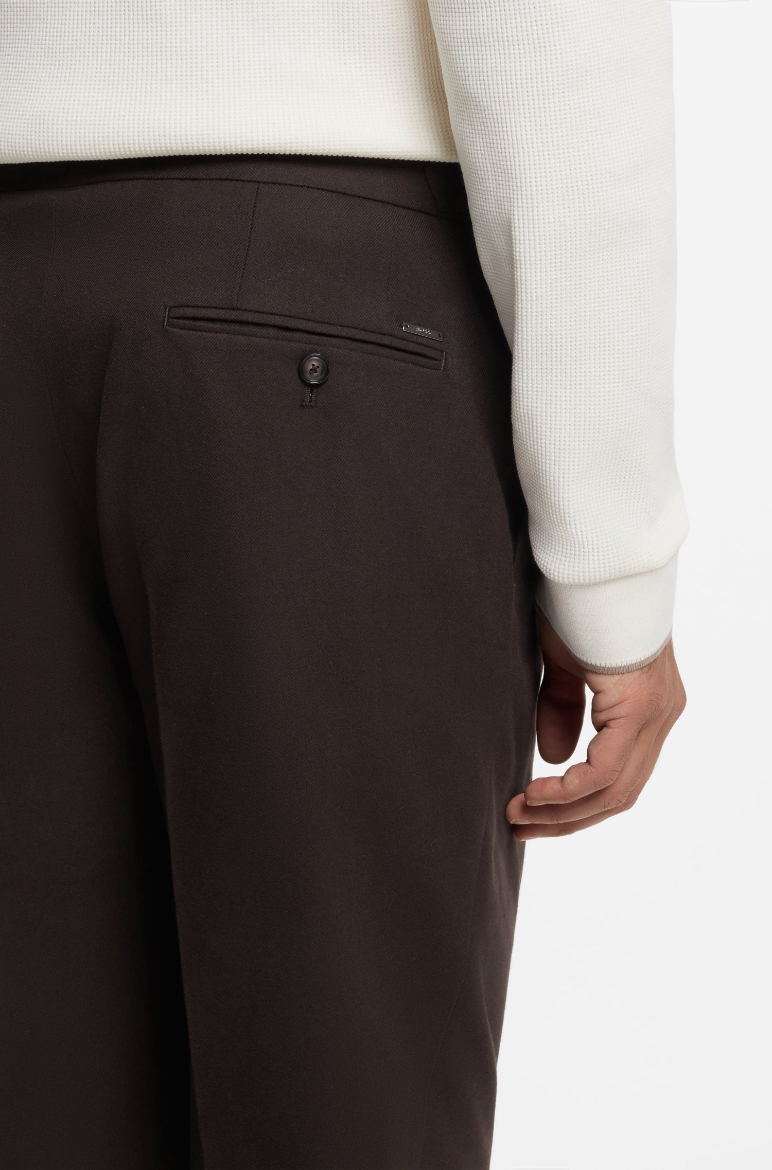 Boss Patterned tapered-fit trousers in Italian cotton byxor herr – bild 3
