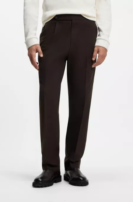Patterned tapered-fit trousers in Italian cotton