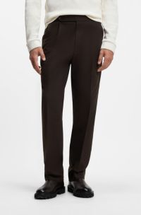 Pantalones tapered-fit estampados de algod&oacute;n italiano, Marr&oacute;n oscuro