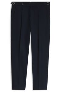 Patterned tapered-fit trousers in Italian cotton, Dark Blue