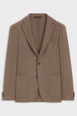 Slim-Fit Blazer aus waschbarem Performance-Stretch-Flanell, Hellbraun