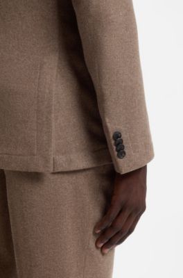Slim-Fit Blazer aus waschbarem Performance-Stretch-Flanell, Hellbraun