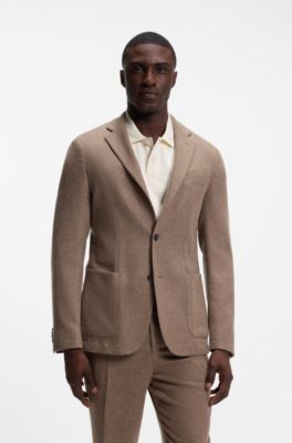 Slim-fit blazer in washable performance-stretch flannel, Light Brown