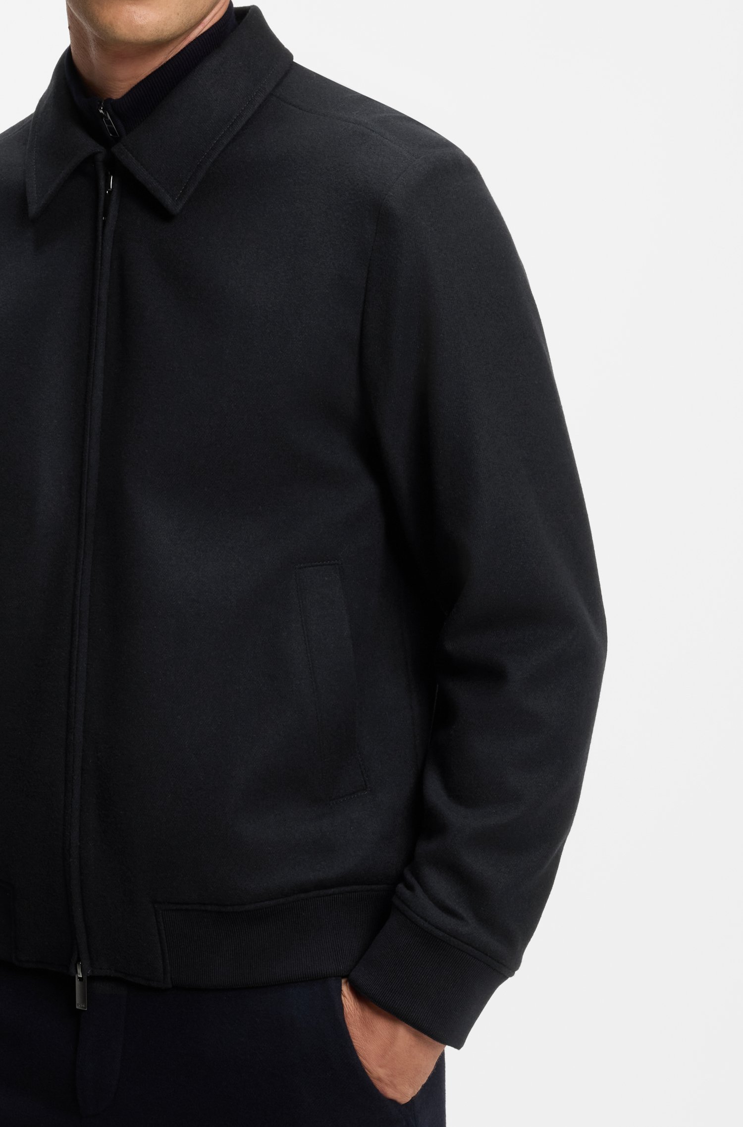 Boss Slim-fit zip-up jacket in virgin wool flannel jackor herr – bild 2