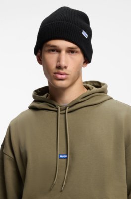 Hugo Ribbed virgin wool-blend beanie with logo label mössor herr – bild 3