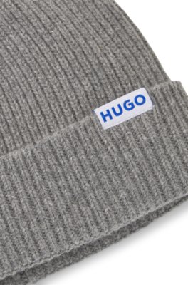 Hugo Ribbed virgin wool-blend beanie with logo label mössor herr – bild 4