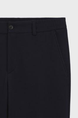 Tapered-fit trousers in micro-patterned stretch jersey, Dark Blue