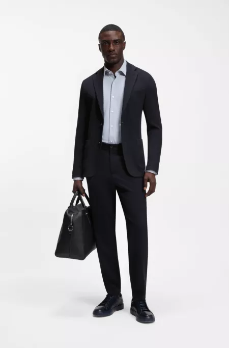 Pantalon fuselé en jersey stretch à micro motif