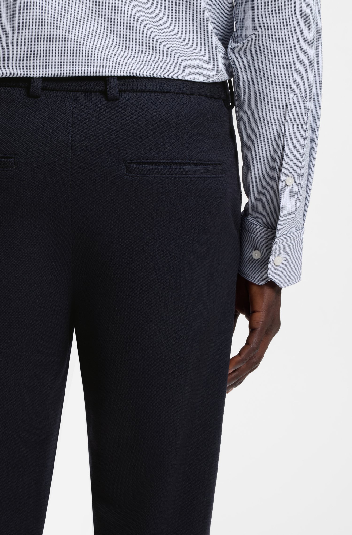 Boss Tapered-fit trousers in micro-patterned stretch jersey byxor herr – bild 3
